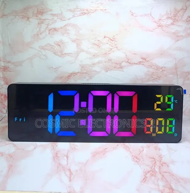 17" Premium RGB Digital Wall Clock With Remote Control & Night Light · Photo 1