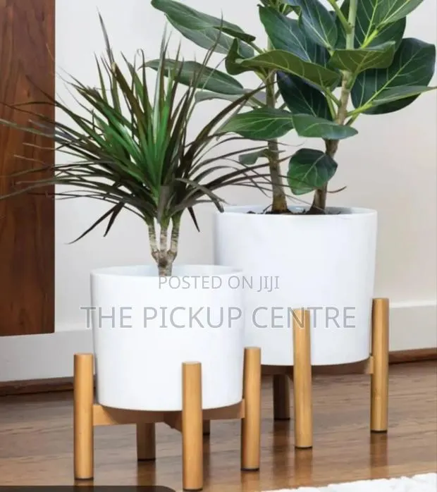 The Inside Outside Ceramic Planters With Bamboo Stands (2-Pack) · Photo 1