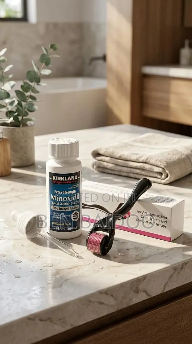 Kirkland Minoxidil and Derma Roller (Thicker &. Fuller Hair for Men)