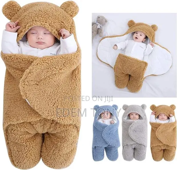 Fluffy Sherpa Hooded Teddy Bear Swaddle Wrap Blanket · Photo 1
