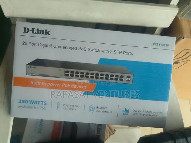 D-Link 24 Port Gigabit Unmanaged POE Switch With 2 SFP Ports · Photo 1