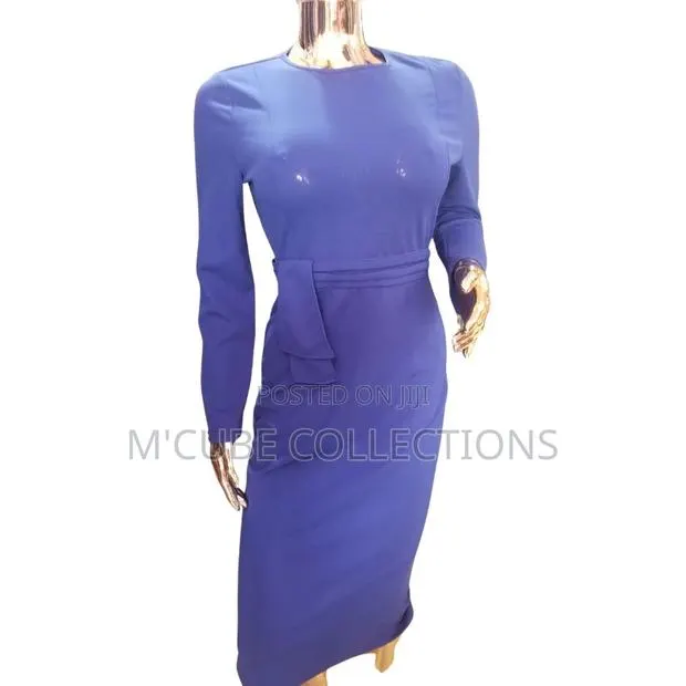 Royal Blue Long-Sleeve Midi Dress · Photo 1