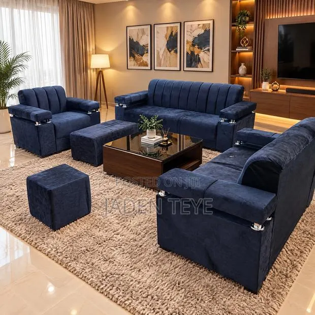 Brand New Luxury Blue Black Family Sofa · Photo 1