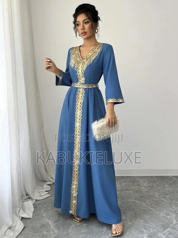 Elegant Royal Blue Embellished Maxi Dress · Photo 1