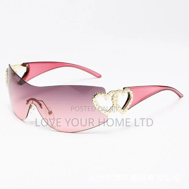 Fashion Rimless Heart Shield Sunglasses for Women · Photo 1
