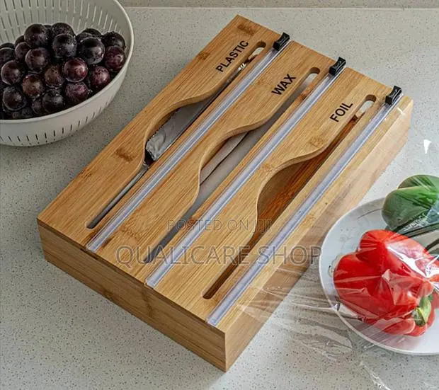 Bamboo 3-in-1 Wrap Dispenser With Slide Cutter for Aluminum Foil, Etc · Photo 1