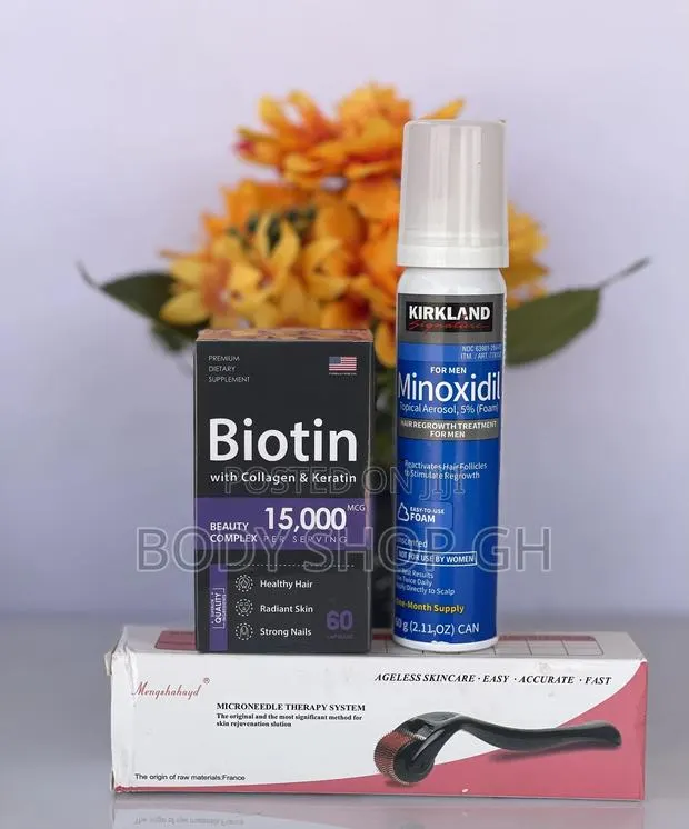 Kirkland Minoxidil Foam + Biotin + Derma Roller for Beard · Photo 1