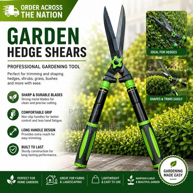 Garden Hedge Shears – Professional Gardening Tool – Green Black · Photo 1