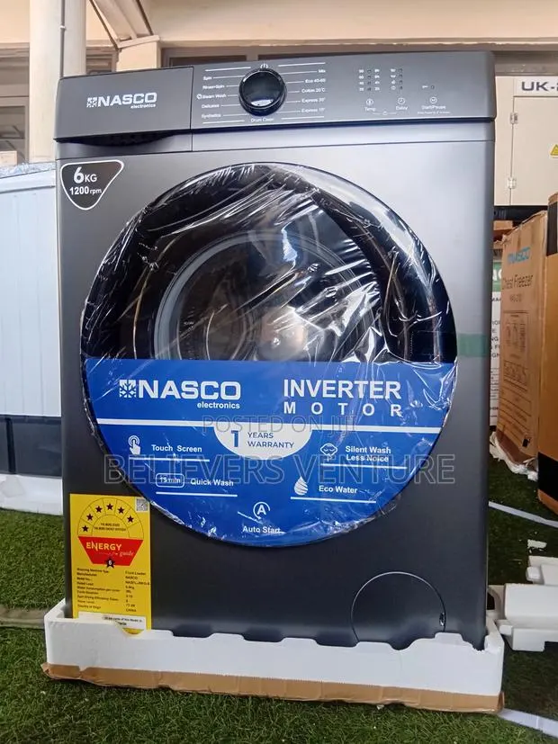 Nasco Silver Front Load Washing Machine – Model Nasfl-J6kg-S · Photo 1