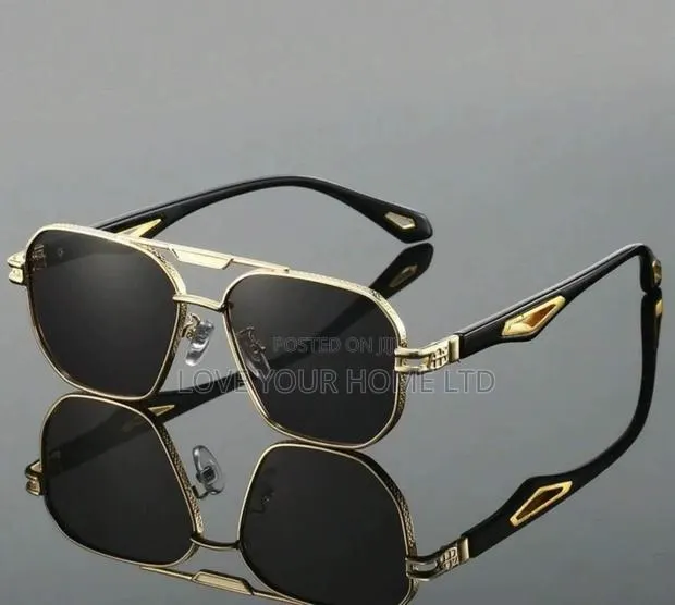 Men's Square Sunglasses – Black Gold Fashion Glasses · Photo 1