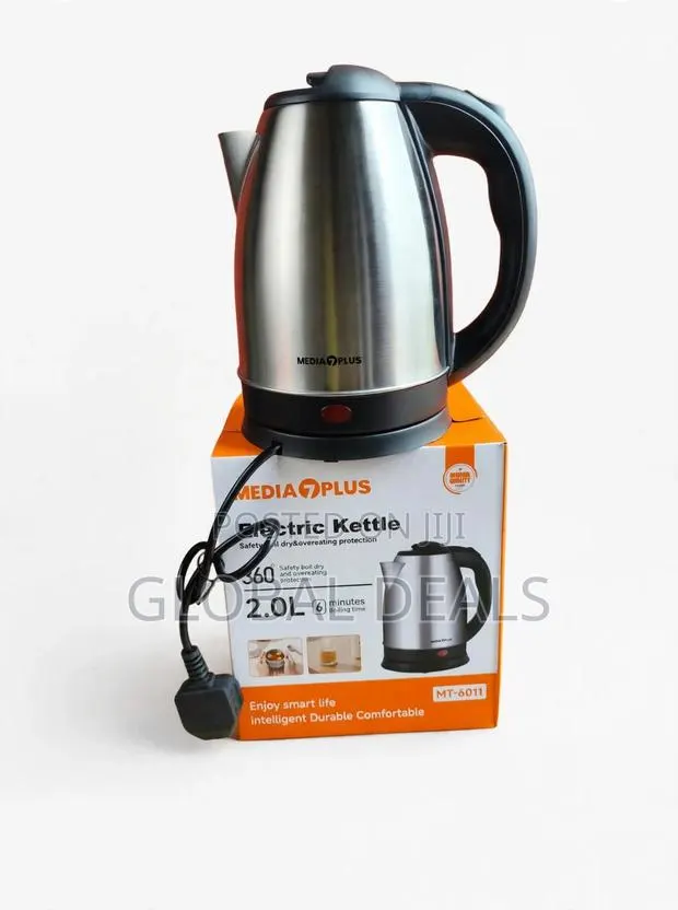 2.0L Media Plus Electric Kettle Water Heater MT-6011 Stainless Steel · Photo 1