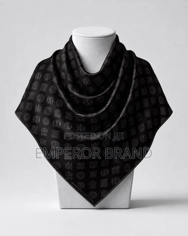 Emperor Obsidian Luxury Black Designer Scarf | Made in Ghana Scarf · Photo 1
