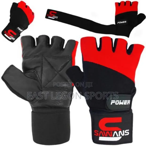 Gym Gloves Red or Black Leather Exercise Hand Wear Glove · Photo 1