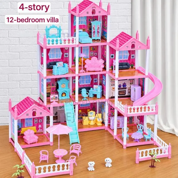 Huge Doll House 4 Story 12 Rooms Complete Gift Set · Photo 1