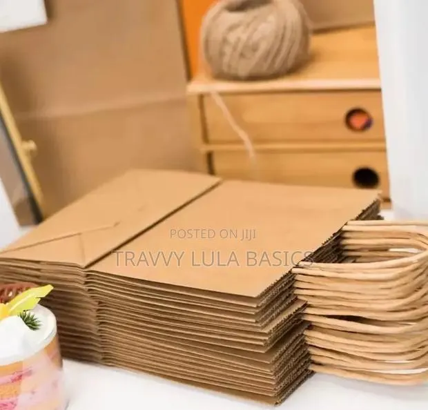 New Kraft Brown Food Bag With Handle-25pcs · Photo 1