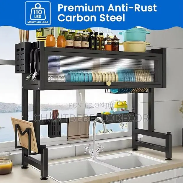 Above Sink Dish Rack Cabinet Space Saving Tier Adjustable · Photo 1