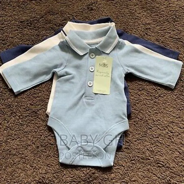 M S Baby Boys Tiny Baby Triple Pack of Long Sleeve Bod Suits · Photo 1