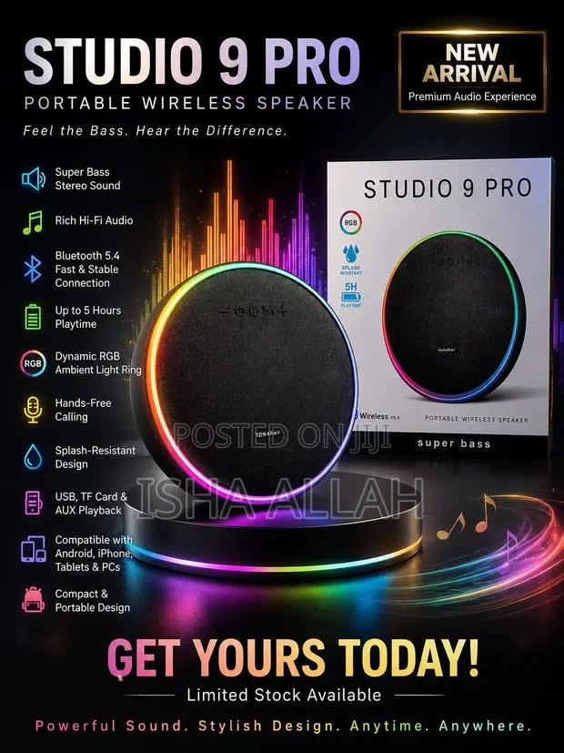 Studio 9 Pro — BassGlow Wireless Speaker · Photo 1