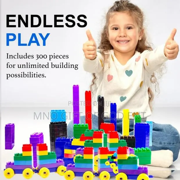Dimple Soft Plastic Multi Colored Building Block Set Wheeled Train · Photo 1