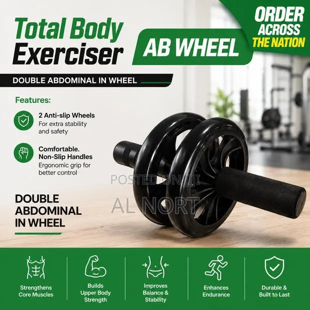 Double Ab Wheel – Total Body Exerciser – Black · Photo 1