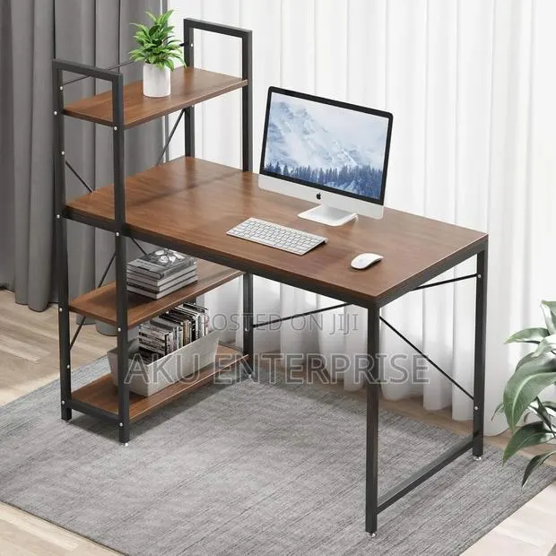 Computer Study Desk With Shelves Office Workstation Wood · Photo 1