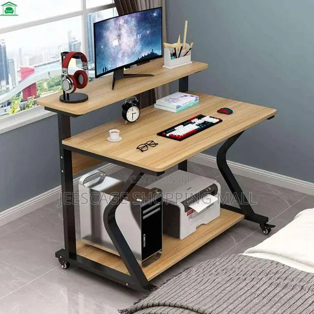 Office Mobile Multi-Tier Computer Desk With Shelves · Photo 1
