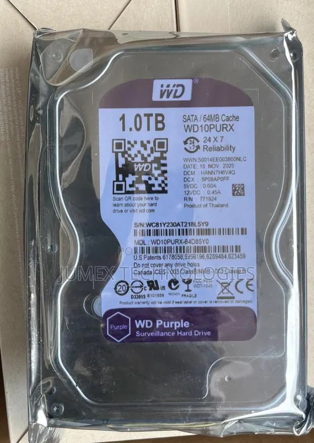 1tb Surviellance Hard Drive Wd Purple Sata 64mb Cache HDD · Photo 1