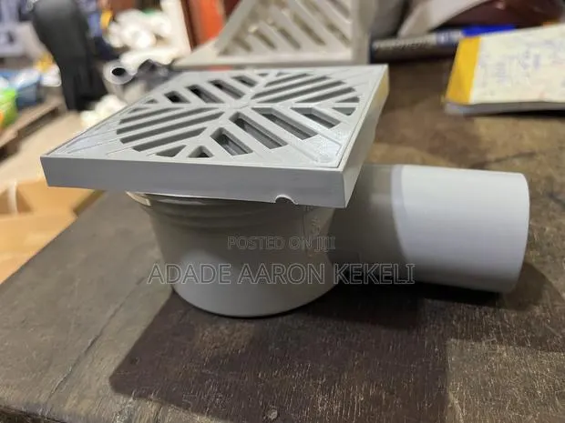 Side-Outlet PVC Floor Drain / Low-Profile Square Waste Drain · Photo 1