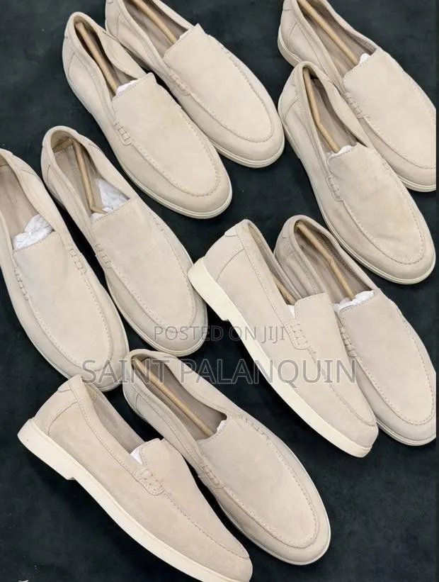 Collection F Light Beige or Sand-Colored Suede Slip-on Casual Loafers · Photo 1