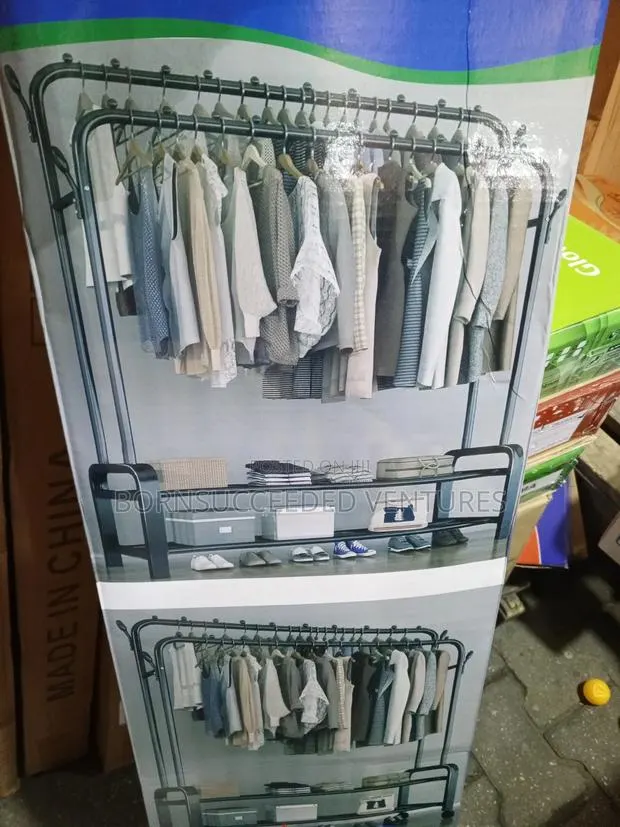Double Bar Clothes Hanger With Shoe Rack · Photo 1