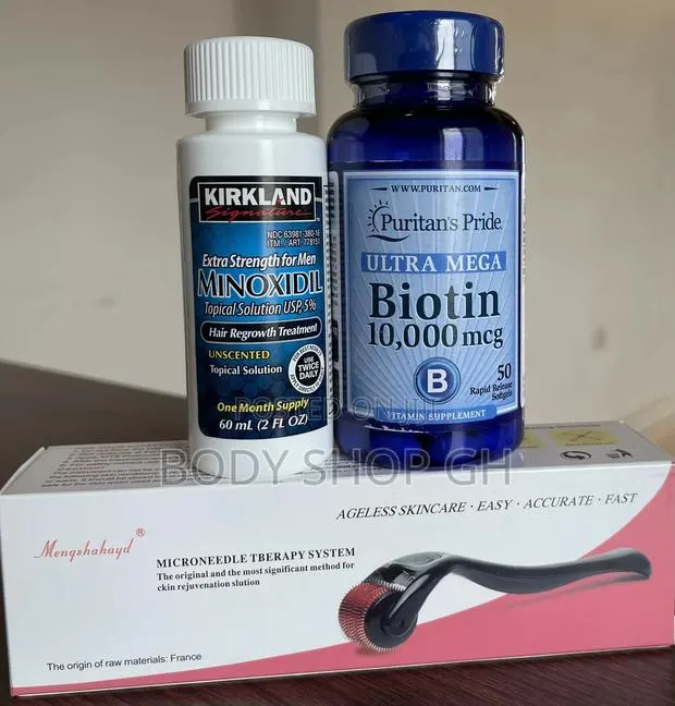 Kirkland Minoxidil + Biotin + Derma Roller Beard Growth Pack · Photo 1