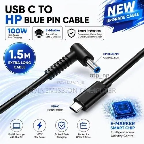 Type C to HP Blue Pin Cable, 100w · Photo 1