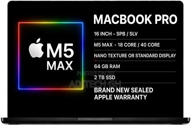 New Laptop Apple MacBook Pro 2026 M5 Max 64GB Apple M5 Max SSD 2T · Photo 1