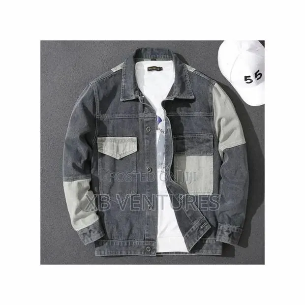 Men's Casual Button Down Denim Jacket Classic Jean Coat - Grey · Photo 1
