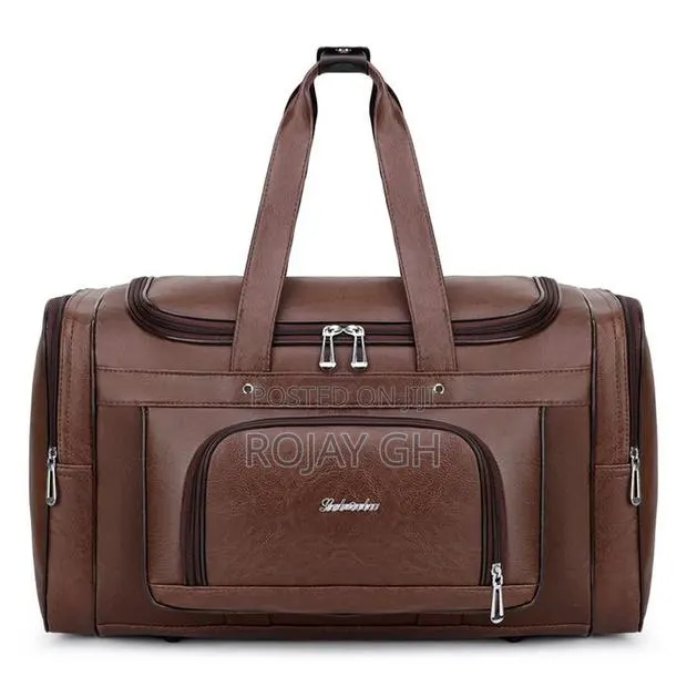 Leather Duffel Travel Bag - BROWN · Photo 1