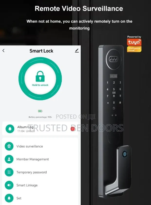 Tuya Wifi Wireless App Biometric Smart Door Lock for Wooden Doors · Photo 1