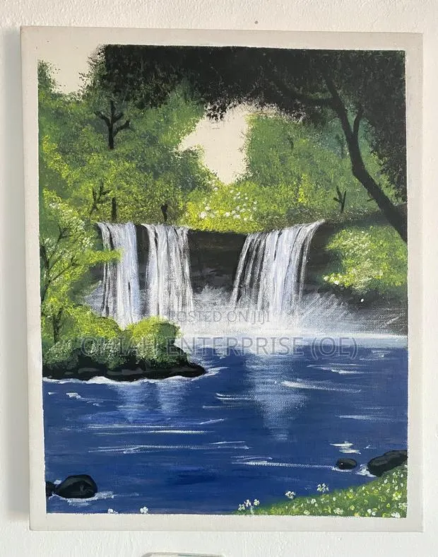 Beautiful Hand-Painted Water Fall Vegetation · Photo 1