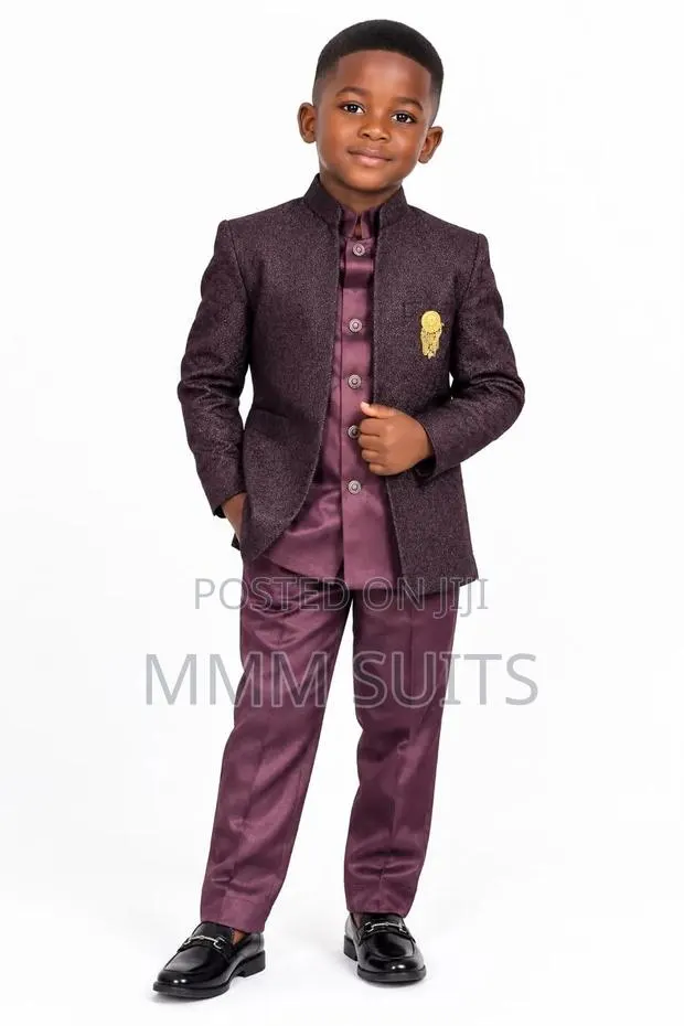 Quality 2-Piece Political Boys Children Suit Available in Burgundy · Photo 1