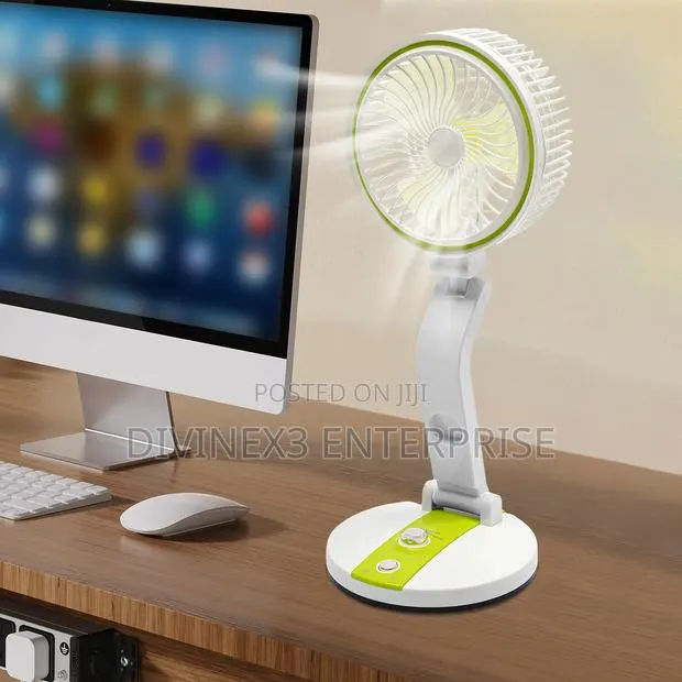 Rechargeable Foldable Desk Fan With LED Light · Photo 1