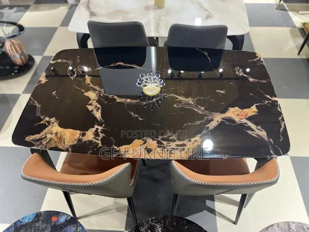 Modern Marble-Top Dining Set(4 Chairs) · Photo 1