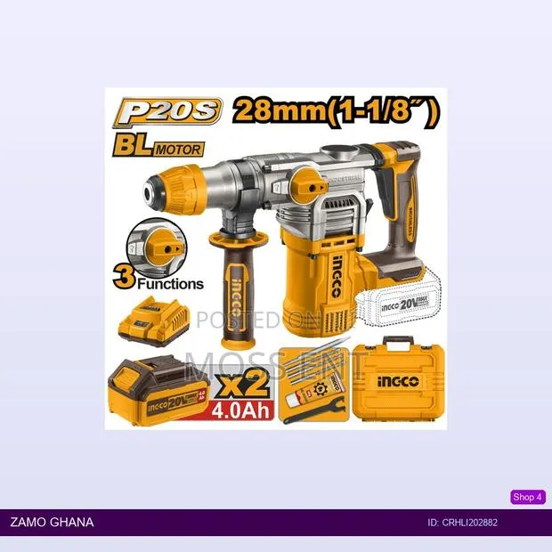 Cordless Rotary Hammer 20v 28mm 2 Battery - Crhli202882 · Photo 1