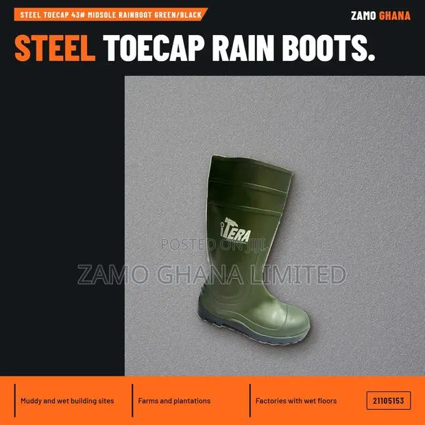 Steel Toecap 43# Midsole Rainboot Green/Black - · Photo 1