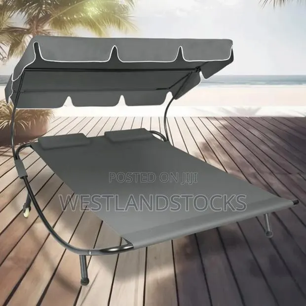 Tectake Livorno 2 Seater Black and Grey Sun Lounger With Wheels · Photo 1