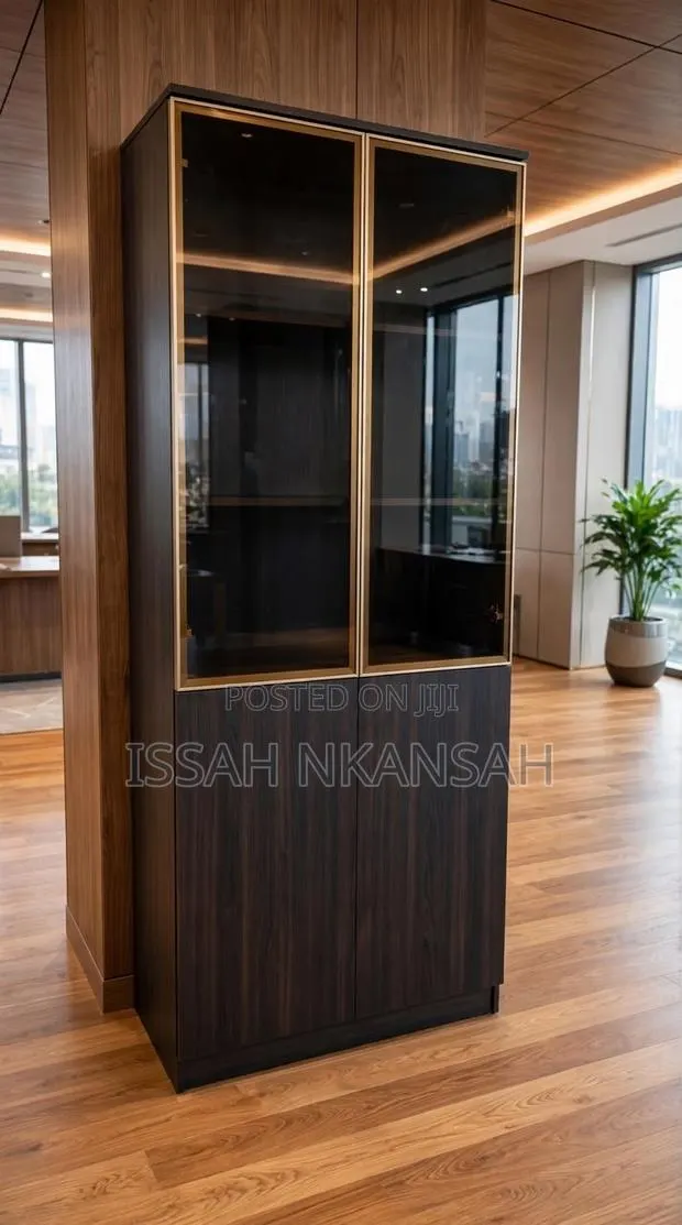 Tall Black Glass Bookcase · Photo 1