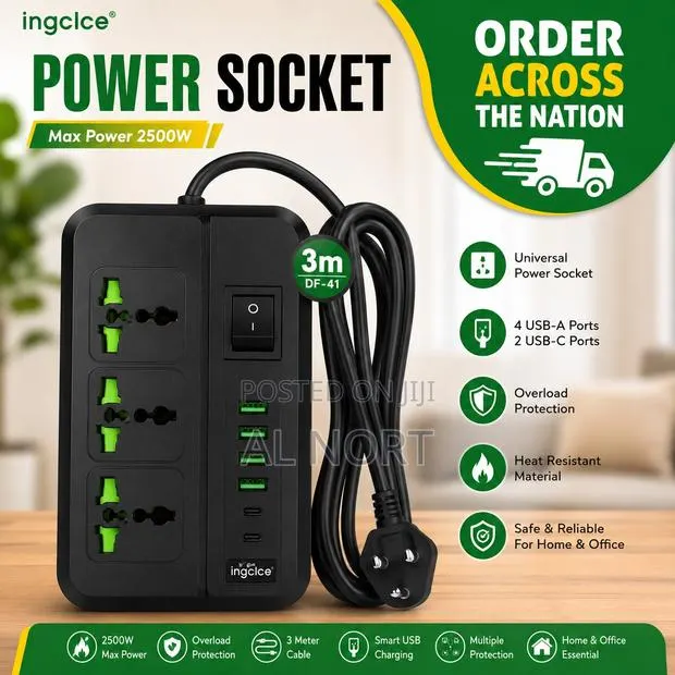 Ingcice Df-41 3m Power Socket – 2500w Multi-Socket Extension · Photo 1
