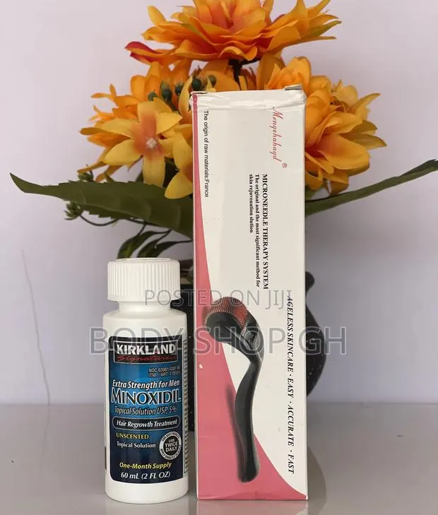 Hairline and Beard Regrowth Pack- Kirkland Minoxidil +Roller · Photo 1