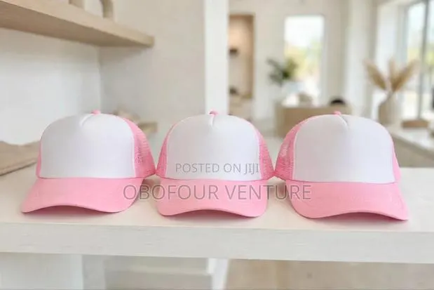 Angel Two-Tone Trucker Hat Mesh Back, Pink and White Tracker Cap 98302 · Photo 1