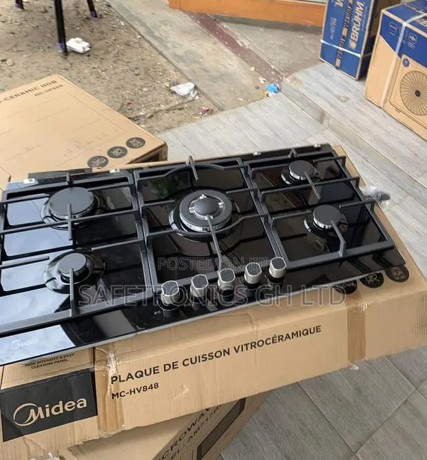 Shop Unique Midea 90cm Gas Hob – Black Glass 90GP095 · Photo 1