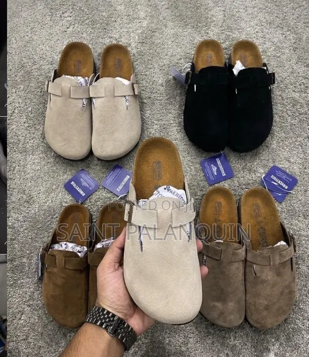 Birkenstock Boston Suede Clogs in Taupe, Black, Brown, and Light Grey · Photo 1