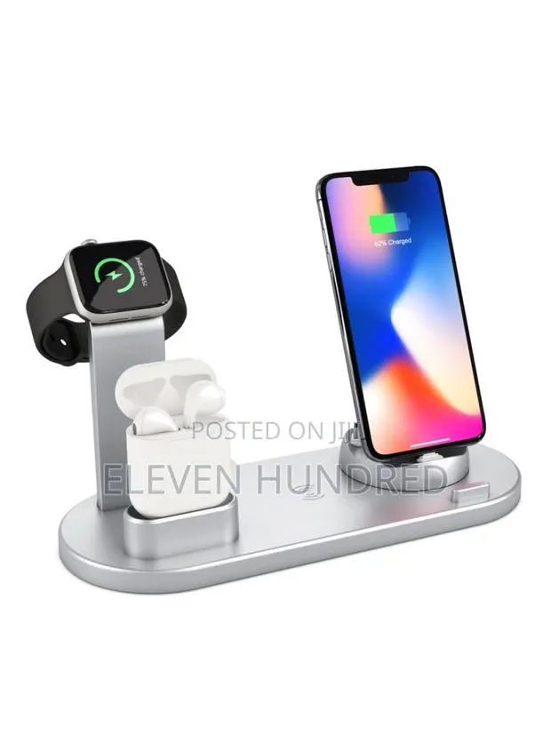 3-in-1 Rotatable Wireless Charging Dock (Silver) · Photo 1